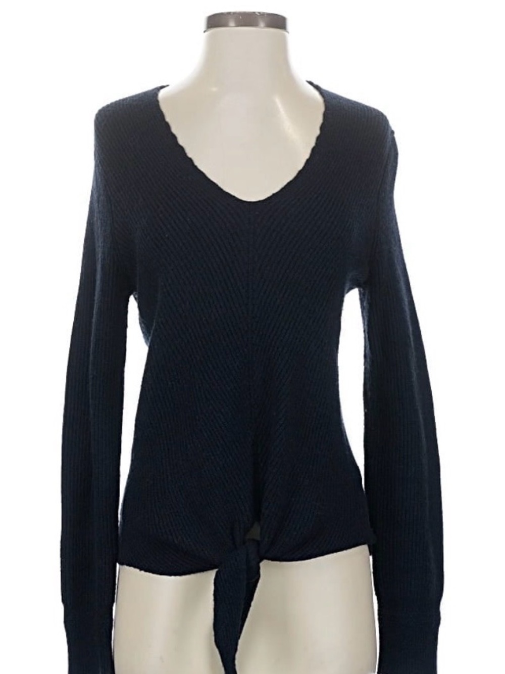 Anthropologie Navy V-Neck Tie-Front Sweater